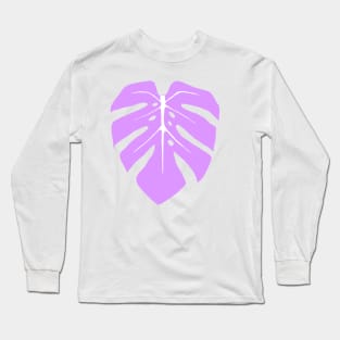 Pastel Purple Monstera Leaf Long Sleeve T-Shirt